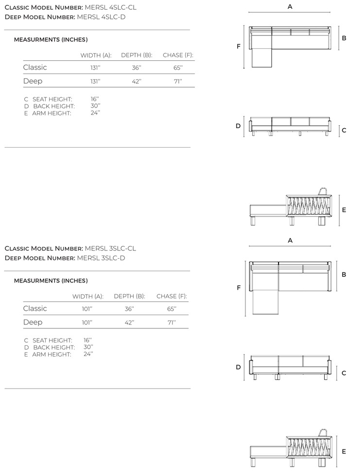 Divano con chaise sinistra Sail dimensioni